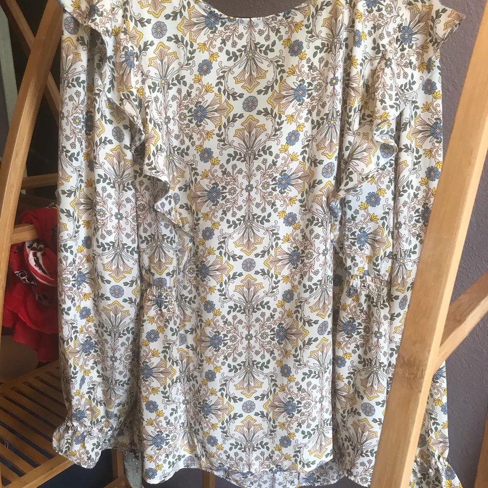 Loft Blue Green Yellow White Blouse